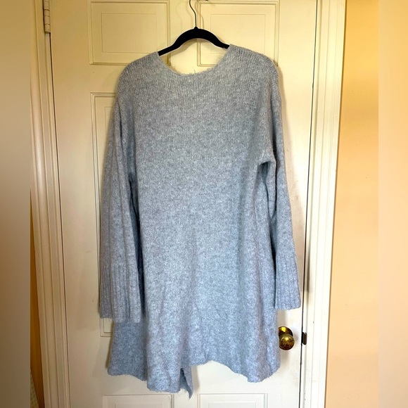 Aerie Fuzzy Open Front Cozy Knit Cardigan Gray Womens Size Large Wool Alpaca - Picture 7 of 10